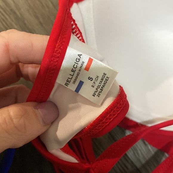 RELLECIGA Women's Push Up Bikini Twist Front Underwire top X2 | Small red/blue - Picture 9 of 11